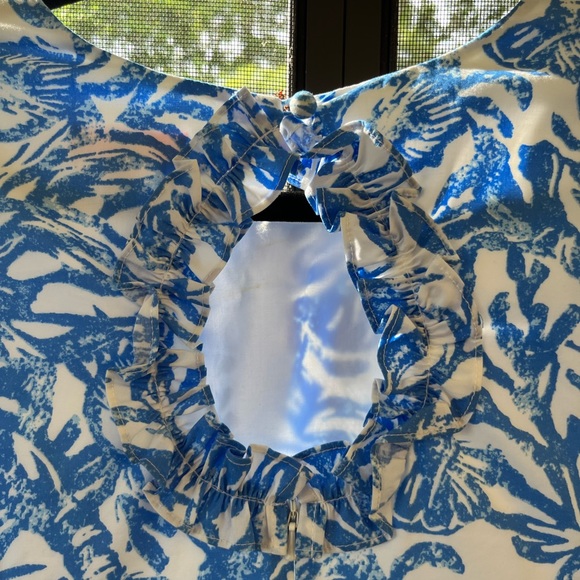 Lilly Pulitzer Ruffle Fiesta Stretch Dress On a Role Blue - Picture 6 of 10